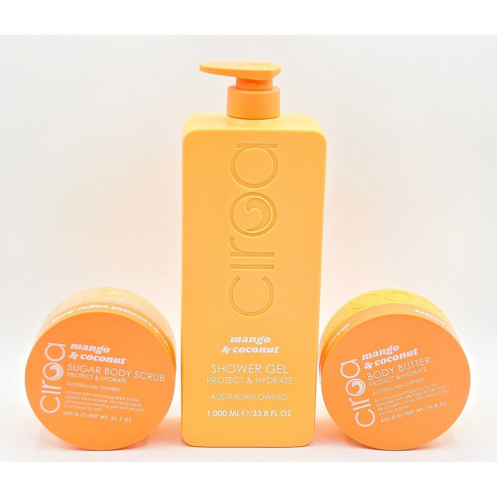 Ciroa Mango & Coconut 3pc Set - Protect & Hydrate Cleanser, Scrub, Butter